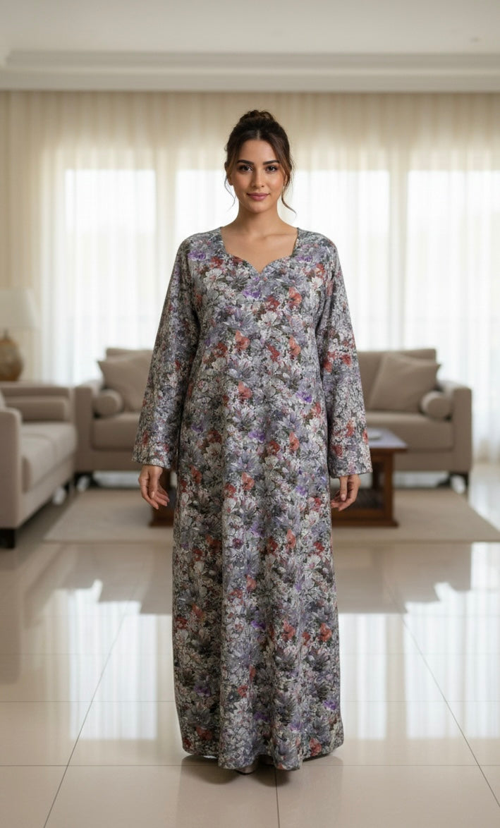 Midnight Garden Cotton Homewear Jalabiya