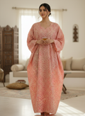Dusty Coral Botanical Cotton Jalabiya – Elegant Modest Homewear