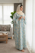Sky Blue Floral  Cotton Homewear Jalabiya for Women – Soft & Breathable | Meherian Jalabiya