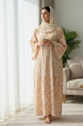 Peach Leaf Print Cotton Homewear Jalabiya for Women – Soft & Breathable | Meherian Jalabiya